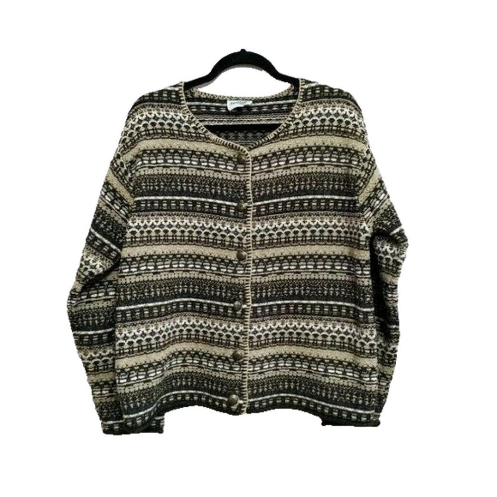 Cottage Cove Cardigan Sweater Women's Size Large Button Up Long Sleeve Cotton